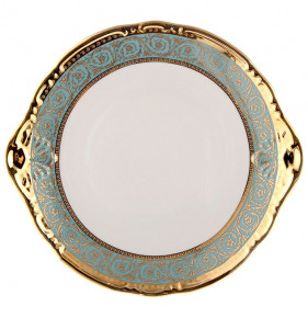 Пирожковая тарелка 27 см  Thun "Констанция /Серо-голубая полоса с золотом" / 105309