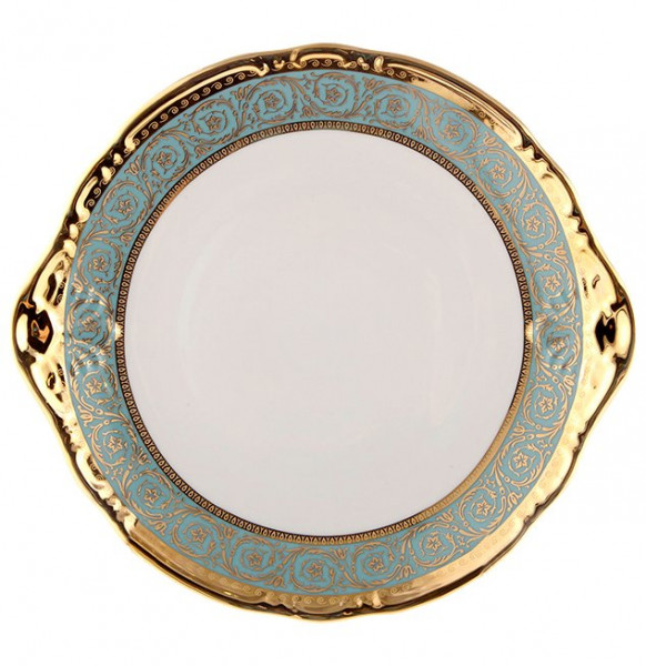Пирожковая тарелка 27 см  Thun &quot;Констанция /Серо-голубая полоса с золотом&quot; / 105309