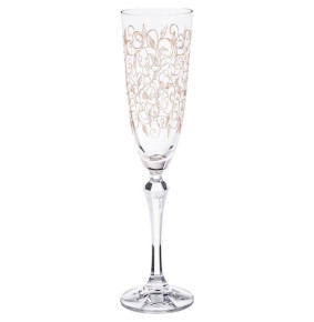 Бокалы для шампанского 200 мл 6 шт  Crystalex CZ s.r.o. "Элизабет /Завитки с бутонами /золото" / 140152