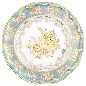 Набор тарелок 17 см 6 шт  МаМ декор &quot;Фредерика /Золотая роза /зелёная&quot; / 310614