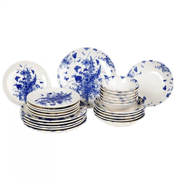 Набор тарелок 24 предмета на 6 персон  O.M.S. Collection &quot;TULU /Синий орнамент&quot; / 284376