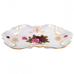 Блюдо 35 см овальное перф.  Chodov &quot;Корона /Аляска /Роза перламутр&quot; / 201772