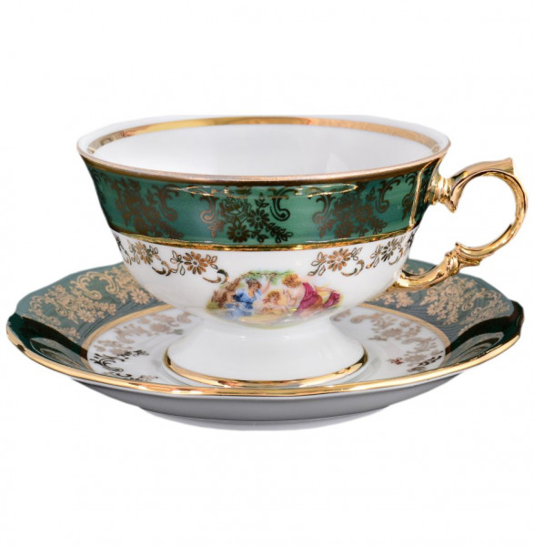 Набор чайных пар 220 мл 6 шт  Royal Czech Porcelain &quot;Фредерика /Мадонна зелёная&quot; / 088745