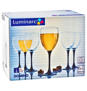 Бокалы для красного вина 350 мл 6 шт  LUMINARC "Домино" чёрная ножка / 160712