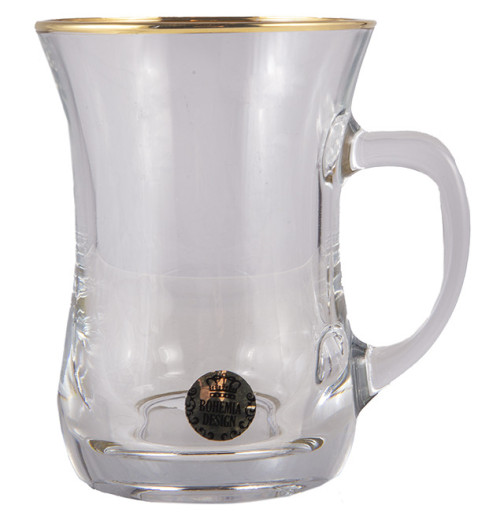 Армуды для чая 225 мл 6 шт с ручкой  Bohemia Design "Отводка золото" / 231713 — 