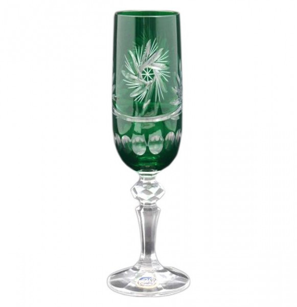 Бокалы для шампанского 180 мл 6 шт зелёные  Crystalite Bohemia &quot;Мирель /Резные цветные&quot; / 108542
