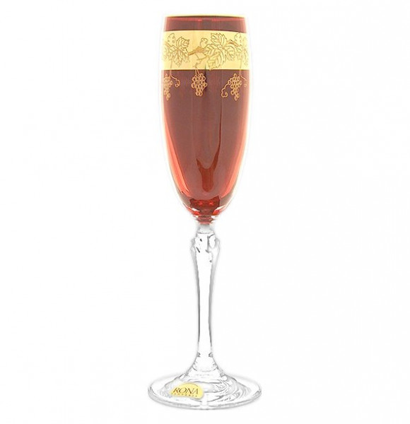 Бокалы для шампанского 160 мл 6 шт рубиновые  Rona &quot;Люция /Золотой виноград&quot; / 018236
