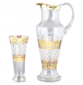 Набор для воды 7 предметов (кувшин + 6 стаканов)  Crystalex CZ s.r.o. "Иксовка /Махарадже желтые камни" / 108084
