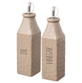 Бутылочки для масла и уксуса 400 мл 2 предмета 6,5 х 6,5 х 24,5 см бежевые  LEFARD "Crumpled" / 329019