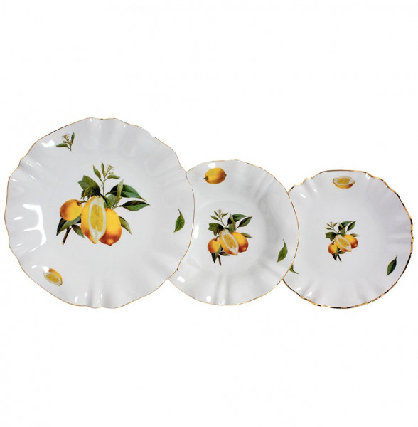 Набор тарелок 18 предметов (19, 23, 25 см)  Royal Czech Porcelain &quot;Каролина /Лимоны&quot; / 203712