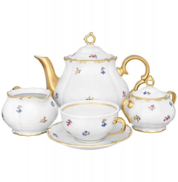 Чайный сервиз на 6 персон 15 предметов  Leander &quot;Офелия /3051 /Мелкие цветы /золото&quot; / 299491