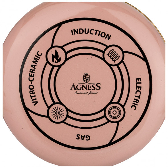 Кастрюля 18 см с крышкой эмалированная 2,4 л антипригарное мраморное покрытие &quot;Agness /Тюдор&quot; / 206398