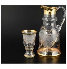 Набор для воды 7 предметов (кувшин + 6 стаканов)  Bohemia "Королевский /Каро золото" / 100958