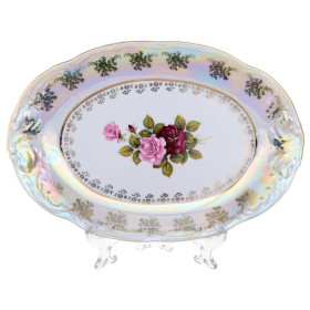 Блюдо 36 см овальное  МаМ декор &quot;Фредерика /Роза перламутр&quot;  / 048478