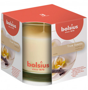 Свеча ароматическая 9,5 х 9,5 см в стекле "True scents /Ваниль /Bolsius" (время горения 43 ч)  / 278302