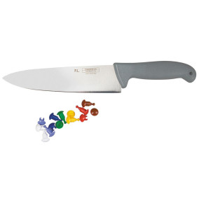 Шеф-нож с цветными кнопками 25 см  P.L. Proff Cuisine "PRO-Line" серый / 316430