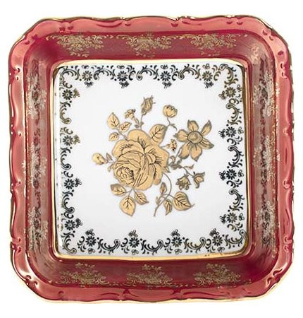 Салатник 18 см  Royal Czech Porcelain &quot;Музейный /Золотая роза /Красная&quot; / 203560
