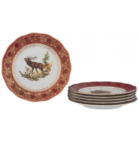 Набор тарелок 24 см 6 шт  Royal Czech Porcelain &quot;Фредерика /Охота красная&quot; / 204869