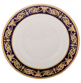 Набор тарелок 23 см 6 шт глубокие  Bavarian Porcelain "Александрия /Золотой узор на синем" / 071651