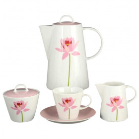 Кофейный сервиз на 6 персон 17 предметов  Thun &quot;Том /Розовый лотос&quot; / 100876