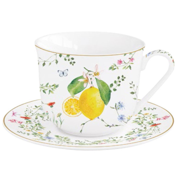 Чайная пара 370 мл  Easy Life &quot;Цветы и лимоны&quot; (подарочная упаковка) / 344186