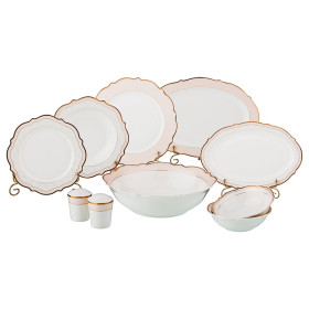 Столовый сервиз на 6 персон 25 предметов (без супника)  LEFARD &quot;бежевая лента /золото&quot; / 186222