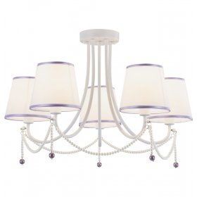 Люстра 5 рожковая  Velante "Абажур" белый/фиолетовый / 304304