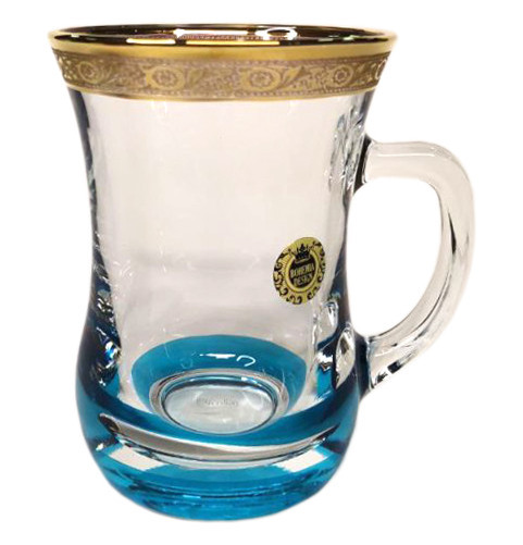 Армуд для чая 225 мл 1 шт с ручкой  Bohemia Design &quot;Цветочный узор /Ассорти&quot; (голубой) / 290609