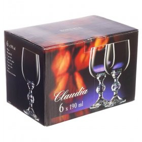 Бокалы для белого вина 190 мл 6 шт  Crystalex CZ s.r.o. &quot;Клаудия /Веточки /В золотой оправе&quot; V-D / 210303