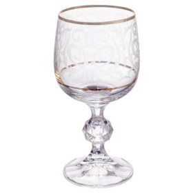 Бокалы для белого вина 190 мл 6 шт  Crystalex CZ s.r.o. &quot;Клаудия /Веточки /В золотой оправе&quot; V-D / 210303