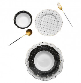 Набор посуды на 6 персон 24 предмета чёрно-белый  Paci "Пачи /Клетки" / 223203