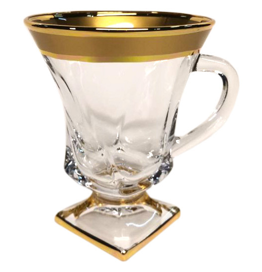 Кружки для горячих напитков 150 мл 6 шт н/н  AS Crystal Bohemia &quot;Квадро /Матовая полоса /золото&quot; AS Crystal / 166168
