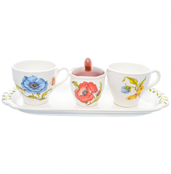 Чайный набор на 2 персоны 5 предметов  Artigianato Ceramico by Caroline &quot;Artigianato ceramico /Ботанический сад&quot; / 228184
