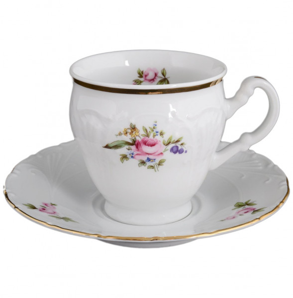 Набор чайных пар 220 мл 6 шт высокие  Bohemia Porcelan Moritz Zdekauer 1810 s.r.o. &quot;Лиана /Полевой цветок&quot; / 087845