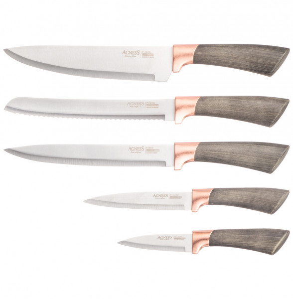 Набор кухонных ножей 6 предметов на подставке &quot;Agness&quot; / 281878