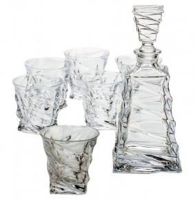 Набор для виски 7 предметов (графин 750 мл + 6 стаканов по 300 мл)  Crystalite Bohemia "Касабланка /Без декора" / 140906