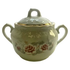 Сахарница 200 мл  Cmielow &quot;Рококо /577 /Серая роза /золото&quot; / 313054