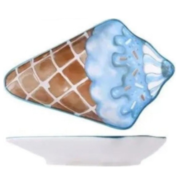 Тарелка 23 х 15 х 3,5 см голубой  Мята &quot;Мороженое /Вафельный рожок&quot; / 309322