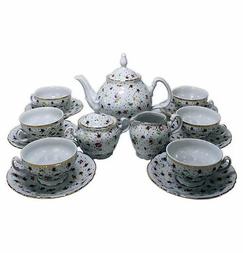 Чайный сервиз на 6 персон 15 предметов  Thun &quot;Бернадотт /Цветочный декор&quot; / 232203