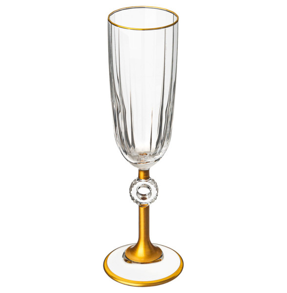 Бокалы для шампанского 150 мл 6 шт  DECORES &quot;Отводка золото&quot; золотая ножка / 313444