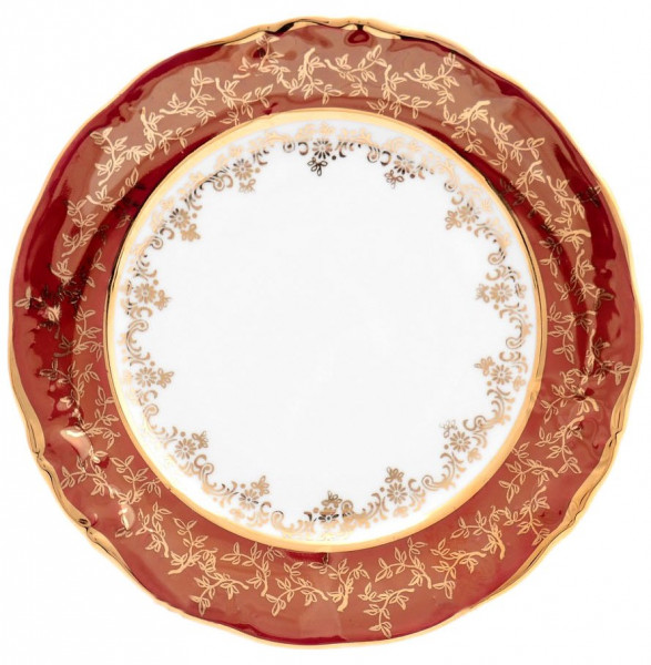 Набор тарелок 21 см 6 шт  Sterne porcelan &quot;Фредерика /Золотые листья на красном&quot; / 128815