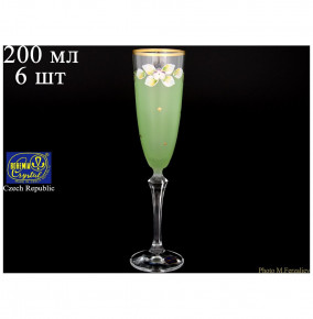 Бокалы для шампанского 200 мл 6 шт матово-зелёные  Crystalex CZ s.r.o. "Элизабет /Лепка" / 059492