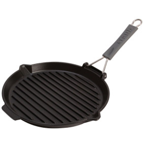 Сковорода-гриль 27 см круглая с силиконовой ручкой чёрная  Staub "Grill Pans" / 323380
