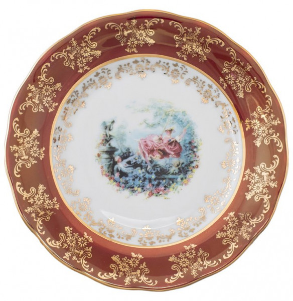 Тарелка 19 см 1 шт  Royal Czech Porcelain &quot;Аляска /Барокко красное&quot; / 204642