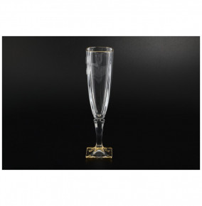 Бокалы для шампанского 140 мл 6 шт  Crystalite Bohemia "Ареззо /Золотой кант" / 096299