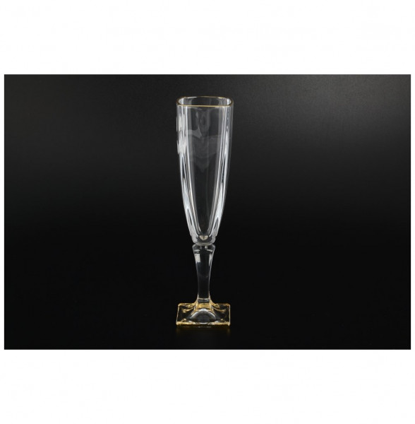 Бокалы для шампанского 140 мл 6 шт  Crystalite Bohemia &quot;Ареззо /Золотой кант&quot; / 096299