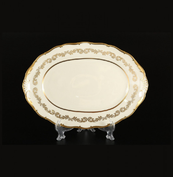 Блюдо 36 см овальное  Bohemia Porcelan Moritz Zdekauer 1810 s.r.o. &quot;Анжелика /Золотые вензеля /СК&quot; / 080369