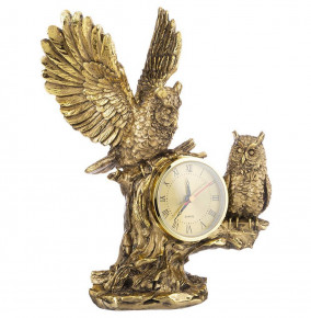 Часы настольные 32 см  ИП Шихмурадов "Две совы" /бронза с позолотой / 273629
