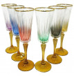 Бокалы для шампанского 210 мл 6 шт  RCR Cristalleria Italiana SpA &quot;Таймлесс /Ассорти /390&quot; янтарная ножка / 149000