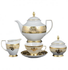 Чайный сервиз на 6 персон 15 предметов  Falkenporzellan "Констанц /Алена золото 3D" крем / 098228